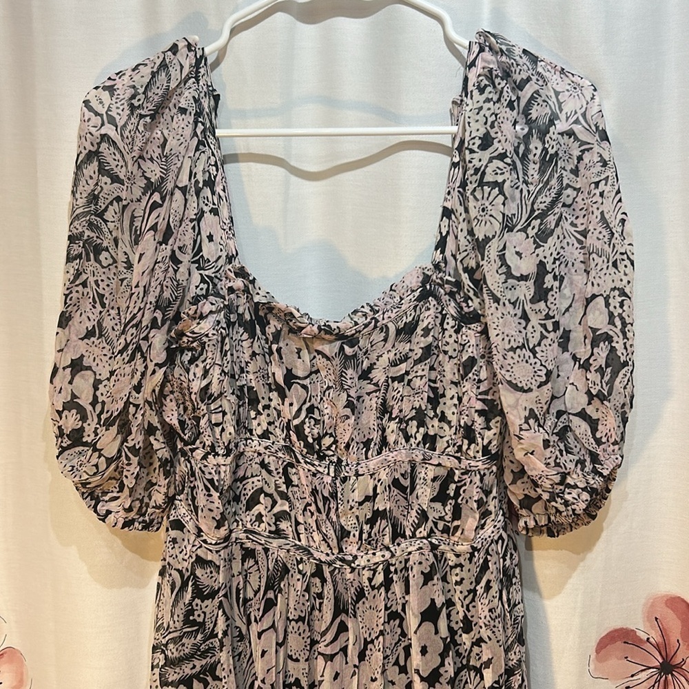 Anthropologie Floral Black and White Women's Dress Size Small - Picture 4 of 11